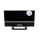 STRONG SRT ANT 30 Zimmerantenne DVB-T2, DVB-T, horizontaler und vertikaler Empfang durch universellen Antennenständer, externer 20dB Verstärker mit LTE-Filter (störungsfreier Empfang), HDTV, schwarz