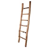 UNUS Dekoleiter Holz, 150cm 6 Stufen, Old Look, Holzleiter Deko Leiter Wand Dekoration, Handtuchhalter stehend, gefertigt aus Eschenholz