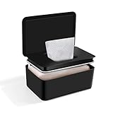 Vonsera Box für Feuchttücher, Feuchttücher Box mit Deckel, Nachfüllbare Feuchtes Toilettenpapier Box für Baby, Feuchttuchspender Baby für Zuhause und Büro (Schwarz)