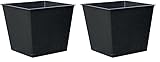 Dehner Universal-Pflanztopf, Kunststoff, schwarz,30 x 26 x 26 cm (Packung mit 2)