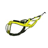 Poo4kark Mushing-Geschirr für Hundeschlittenübungen, Haustier-Gewichtszug-Schlittengeschirr, Bikejöring, Skijöring, großer Laufhund, Schlittenfahren, Canicross, Scootering (Green, XL)