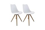 byLIVING Esszimmer-Stuhl KIRA, 2er-Set, Küchenstuhl, Füße Metall Eichenfarben foliert, Sitzschale weiß, Sitzkissen Kunststoff, B 48, H 86, T 55,5 cm