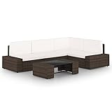 Rantry 5-TLG. Gartenlounge Set mit Kissen Gartensofa Set Outdoor Sofa Loungesofa Balkonsofa Ecklounge Balkonmöbel Sitzgruppe für Garten Balkon Braun Poly Rattan