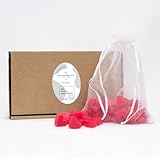 Florex Schafmilchseife in Herz-Form – 50 Stück Mini-Gästeseifen – Handgemachte Naturseife – Taufe, Kommunion, Konfirmation, Gastgeschenk – In Geschenkbox (Lotus - Rot)