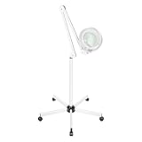8X Vergrößerungslampe Bodenmontage LED Lupenleuchte Verstellbarer Schwenkarm 24W mit Fünf Universalräder Geeignet für Kosmetikerinnen, Stickerinnen, Zahnärzte