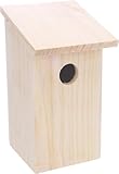 Flamingo Nistkasten – nistkasten für vögel für draußen wetterfest – Modell Bizi aus FSC-Holz – 14,5x15,5x26cm – natürliches Vogelhaus mit 3,5cm Einflugloch