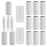 17-Teiliges Fusselrolle-Set, Superstarker Fusselrolle Kleidung (12 Rollen, 720 Blatt), 3 Spender, 2 Schutzhüllen, Fusselrolle Tierhaare, Fusselbürste, Fusselroller, Wiederverwendbare Lint Roller