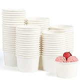 VEYLIN Papier-Eisbecher, Einweg-Papier-Dessertbecher für heiße oder kalte Speisen, 85 ml, Partyzubehör, Leckerlibecher für Eisbecher, gefrorener Joghurt, Suppe, Weiß, 60 Stück