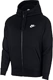 Nike Herren Hoodie mit Durchgehendem Reißverschluss Sportswear Club Fleece, Black/Black/White, M, BV2645-010