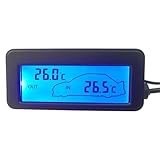 Auto Thermometer Innen - Außen Temperaturanzeige, 12v Lcd Display | Digitale Temperaturkontrolle Zuverlässig, Unterwegs Fahrzeug Zubehör Innenraum Außenbereich, Präziser Temperaturmesser Für Lkw Pkw