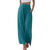 Damen-Hose, leicht, normale Passform, Sommertuch, bequem, Kordelzug, trendig, Leinen, kariert, Shorts für Damen, himmelblau, S