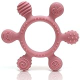 CAJA Beißring Baby Silikon BPA-frei | Zahnungshilfe & Baby Spielzeug | Sensorisches Zahnungsspielzeug für Babys | Leicht greifbar, sicher & ungiftig | Tiermotive & einfache Reinigung (deep pink)
