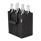 achilles Flaschentasche 6 Fächer je 1,5 Liter – Reißfester Flaschenkorb mit Klettband – Faltbarer Flaschenträger mit Trennwänden – Flaschen Einkaufstasche für Wasserflaschen, Wein und Bier – Schwarz