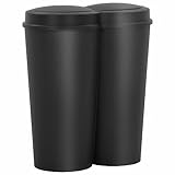 Homgoday Doppel-Mülleimer, schwarz, 50 l, Möbel für Innen und Außen, Haus und Wohnzimmer
