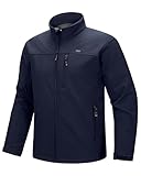 33,000ft Softshelljacke für Herren Wasserdichte Übergangsjacke Fleece Gefütterte Winddichte Outdoorjacke Funktionsjacke für Outdoor Freizeit Dunkelblau L