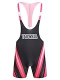 TiaoBug Herren Body Ringerrücken Stringer Wrestling Bodysuit mit Streifen Buchstaben Tiefer Ausschnitt Unterhemd Männer Bodybuilding Leotard Trikot mit langem Bein Hot Pink L