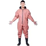 GSCLZ Verdickte wasserdichte Angeln Hosen Schuhe Wathose Bekleidung Trikots Anzug Ganzkörper Stiefel Set Brust Gewässer Kleidung Waten Männer Frauen(100 Silk red,42)