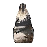 WSOIHFEC Umhängetasche für Damen und Herren, Querformat, Umhängetasche, Schultertasche, Rucksack, Bauchtasche, Wandern, Tagesrucksack für Reisen, Schwarz, Einheitsgröße