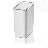 AMARE Automatischer Sensor Kosmetikeimer, Mülleimer mit 9 L Volumen, oval in Weiß, 30,5 x 25 x 15,5 cm