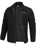 Pioneer Camp Herren Winterjacke Fleecejacke Mit Sherpa Gefüttert Übergangsjacke Warm Outdoor Jacke Herren Atmungsaktiv Winddicht Casual(Black;M)
