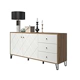 trendteam smart living - Touch - Sideboard - Artisan Eiche/Weiß - Highboard mit 2 Türen und 3 Schubladen - (BxHxT) 183 x 76 x 40 cm - moderne Metallfüße - kratzfest