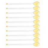 perfk 10x Glasrührlöffel Kaffeerührlöffel Transparent Langer Griff Hitzebeständiger Teelöffel Stab Rührstab für Eis, Gold