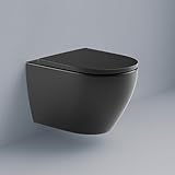 SANFINO® Wand WC Spülrandlos mit 360° Tornado-Spülung I Keramik Hänge WC Tiefspüler mit geräuscharmer & kraftvoller Spülung inkl. WC Sitz mit Absenkautomatik, Kloschüssel hängend, 50cm lang