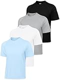 IHU Kurzärmeliges Rashguard-Badeshirt für Herren, LSF 50+, Sonnenschutz-Shirt, LSF, schnelltrocknendes Wassershirt, Schwarz, Weiß, Hellgrau, Hellblau, Large