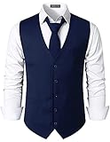 PARKLEES Herren Hipster Urban Design Business formelle Weste Slim Fit Anzug Smoking Kleid Weste, navy, XL