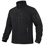 KEFITEVD Outdoor Fleecejacke Herren Tactical Jacke Warm Winter Fliesjacke mit Zip-Taschen Stehkragen Bundeswehr Pullover Thermo Winterjacke Schwarz XL