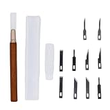 ViaGasaFamido Craft Hobby Cutter Exacto Schnitzmesser mit SK5-Kohlenstoffstahlklingen und Ergonomischem Messing-Palisandergriff für die Gravur von Holz, Leder, Papier und Kunststoff