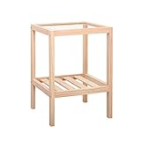 Beistelltisch aus Massivholz, 2-stöckig, mit Ablage, kleiner Nachttisch für Schlafzimmer, heller kubischer Beistelltisch, Couchtisch, 40 x 40 x 50 cm