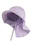 Sterntaler Sonnenhut - Mädchen Sommerhut - UV-Schutz 50+ Mütze mit breiter Krempe und Größenregulierung - Nackenschutz - Bindebänder - Baby Kinder Kopfbedeckung aus Popeline (Bio) - flieder, Größe 51