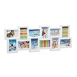 Relaxdays Bilderrahmen Collage, Bildergalerie für 12 Bilder, Fotorahmen XL zum Aufhängen, mehrere Fotos, weiß
