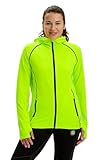time to run Thermo-Laufjacke für Damen mit Frontreißverschluss Tasches und Kapuze L Limonengrün