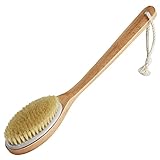 HONZUEN Rückenbürste, Badebürste mit Langem Stiel Körperbürste Naturborsten, Langgriff Rückenwäscher Duschbürste Holz, Trockenbürste Kann Peeling Massage und Förderung des Hautstoffwechsels