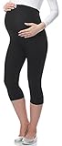 Be Mammy Damen 3/4 Umstandsleggings aus Viskose BE20-279 (Schwarz, L)