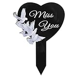 Grabschmuck - Grabschmuck - Grabkreuz Memorial | Gedenkgräber | Sympathie 2D Acrylpfahl für den Friedhof | Heart and Crossing Gedächtnis Sympathie Wette