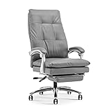Computer Gaming Chair Ergonomic Video Game Chair LECLINING Executive OPREI Office Stuhl Chef Stuhl Schreibtischstühle mit Footstool Grey Cowhide