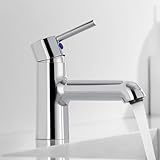 Wasserhahn Bad, Höhe 134 mm, Auralum Einhebel-badarmatur, universelle Mischbatterie badezimmer, Waschtischarmatur für Bad, Gästetoiletten. (Chrom)