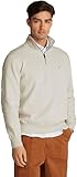 Tommy Hilfiger Herren Sweatshirt mit Reißverschluss Essential Fleece 1/4 Zip Troyer Kragen, Beige (Heathered Oatmilk), S