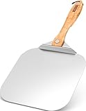 Pizzaschieber mit einklappbaren Holzgriff 34 x 34 cm - Pizzaheber für Pizzastein - Pizzaschaufel in Premium Qualität - Gourmet Pizzaheber für hausgemachte Pizzen, Backen, Brot - Pizza Zubehör