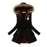 Wintermantel Damen Warm Winterjacke Winddicht Parka Mantel Mit Kapuze Winterparka Verdickene Outdoor Windbreaker Gefüttert Fleecejacke Elegant Winterparka Sprüche Kapuzenjacke Mit Knöpfen