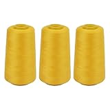 3pcs Yellow Serger -Gewinde, Robuste Hochfestigkeit, Nähen von Polyesterfaden Zum Nähen, Ideal für Alle Quiltstufen, Kompatibel mit Hand- oder Maschinennähen
