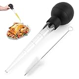 WAXCMXYH Truthahn-Bratenspritze mit Reinigungsbürste, große Truthahnspritze zum Kochen, einfach zu bedienen und zu reinigen, leistungsstarke Birnenspritze mit Waage für BBQ, Grill, Backen, Küche,