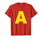 Buchstabe A gelb Streifenhörnchen Kostüm Gruppen Karneval A T-Shirt