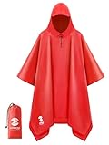 SaphiRose Regenponcho mit Kapuze, wasserdicht, für Herren, Damen, Erwachsene, Rot/Ausflug, einfarbig (Getaway Solids), Einheitsgröße