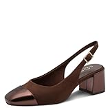 Marco Tozzi Damen Pumps weiches Feel Me Fußbett weiches Innenfutter Vegan Vegan, braun (Choco Comb), 38 EU