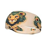 Phayah Schweißbänder mit Cartoon-Löwen-Muster, für Workout, Sport, absorbierendes Stirnband, breit, für Basketball, Fußball, Radfahren, Laufen, Yoga