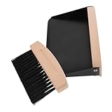 PACKOVE Mini Besen Kehrgarnitur aus Buchenholz mit Nylonborsten Kompakter Staubbesen und Tischkehrschaufel für Desktop Reinigung von Staub Tierhaaren und Tastaturen Leicht und Handlich